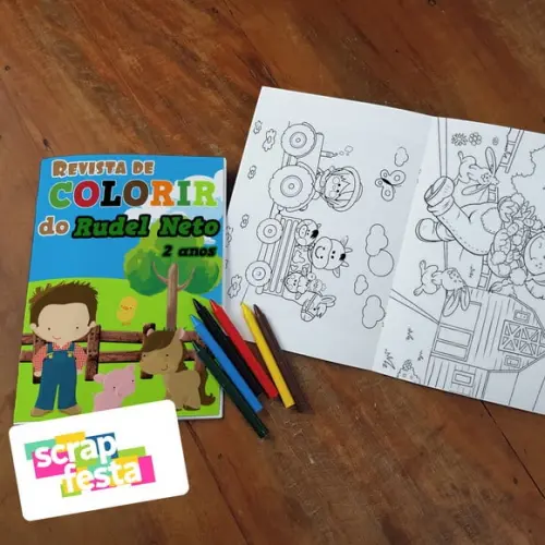 Revista Colorir + Giz de Cera Festa Fazendinha