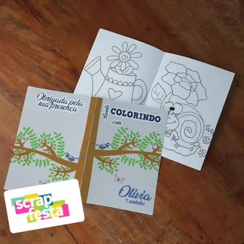 Revista Colorir + Giz de Cera Festa Jardim Encantado