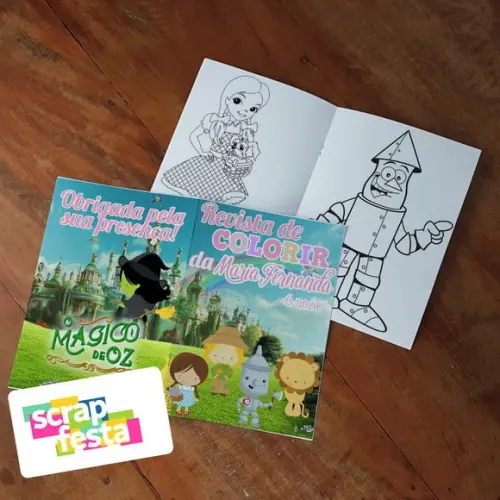 Revista Colorir + Giz de Cera Festa o Mágico de Oz