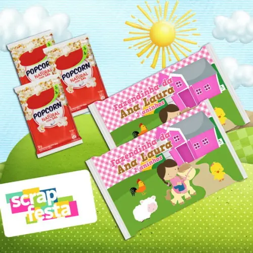 Rótulo Adesivo Personalizado Pipoca Microondas Fazendinha