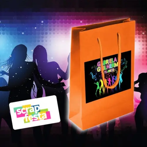 Sacolinha Papel Personalizada Festa Aniversário Balada Neon