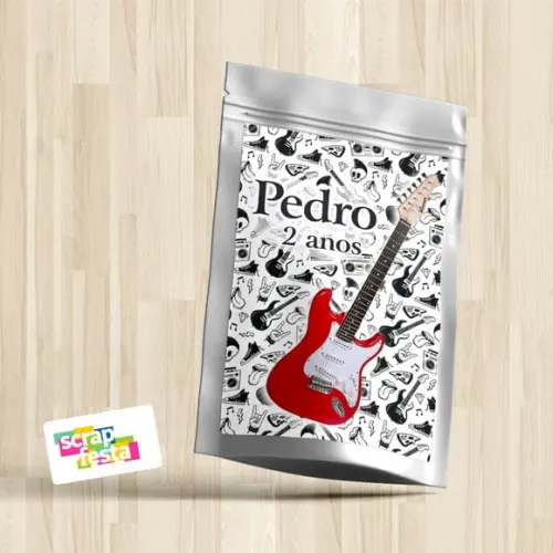 Saquinho Metalizado 14x20 Personalizado Rock'n Roll Musical