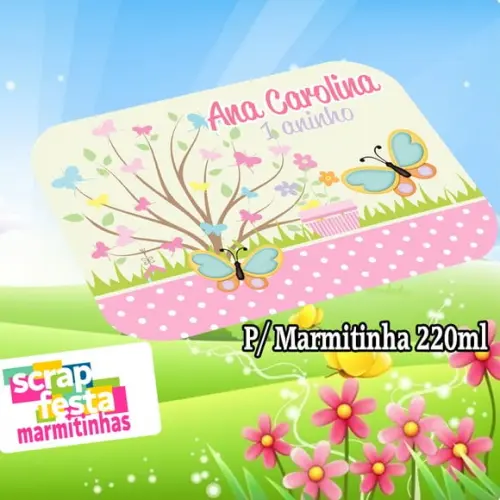 Tampa Personalizada para Marmitinha 220ml Jardim Encantado