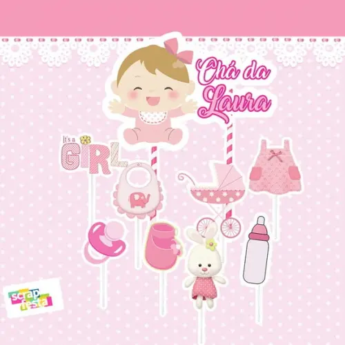Topo de Bolo Chá de Menina