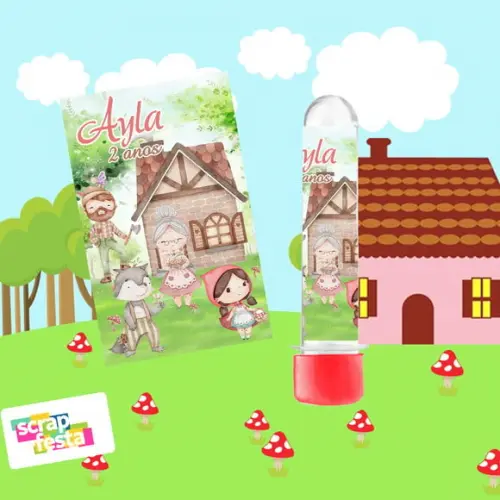 Tubete 13 cm Personalizado Festa Conto Chapeuzinho Vermelho