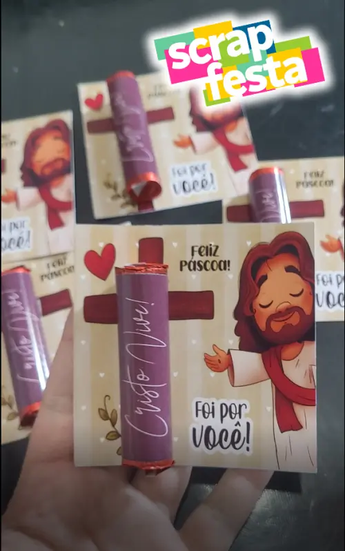 Card para Chocolate Baton/bis Personalizado Páscoa Jesus