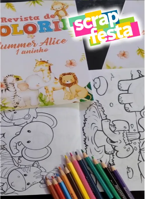 Revista Colorir + Lápis de Cor Festa Fazendinha Aquarela