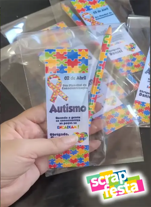 Marca Página e Lápis Personalizado Conscientização Autismo