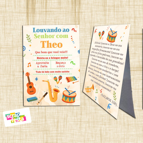 Plaquinha de Agradecimento Festa Instrumentos Musicais