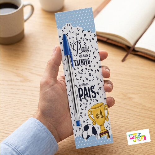 Brinde Marca Página Personalizado e Caneta Azul Dia dos Pais