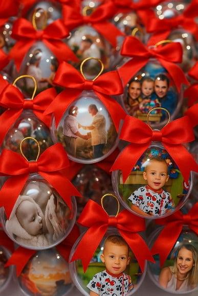 Bolinhas de Natal com Foto, Esferas Personalizadas com Laço