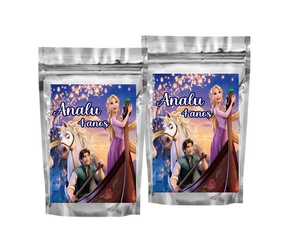Saquinho Metalizado Rapunzel Tamanho P - Aniversário