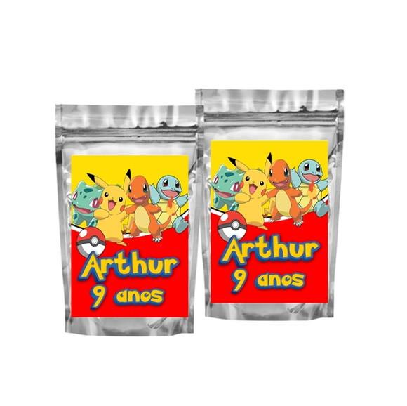 Saquinho Metalizado Pokemon Tamanho P - Aniversário