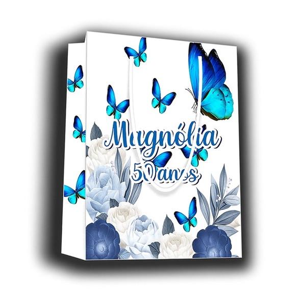 Sacola Jardim das Borboletas Azul 22x15x5