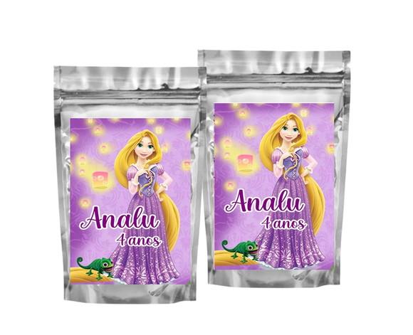 Saquinho Metalizado Rapunzel Tamanho P - Aniversário