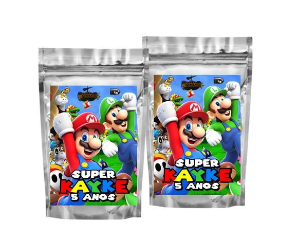Saquinho Metalizado Super Mário Tamanho P - Aniversário