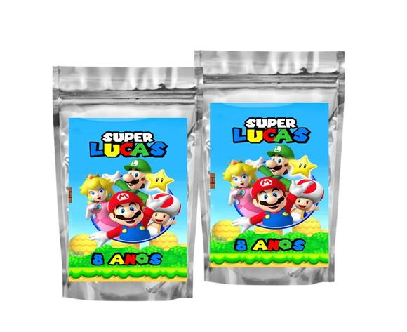 Saquinho Metalizado Super Mário Tamanho P - Aniversário