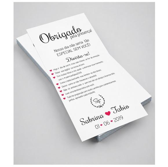 Agradecimento de Mesa para Casamento, Formatura, Aniversário