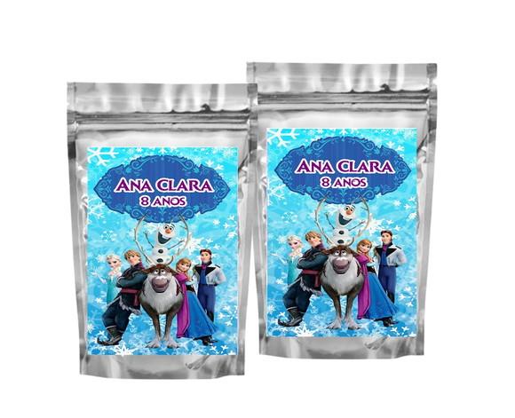 Saquinho Metalizado Frozen Tamanho P - Aniversário
