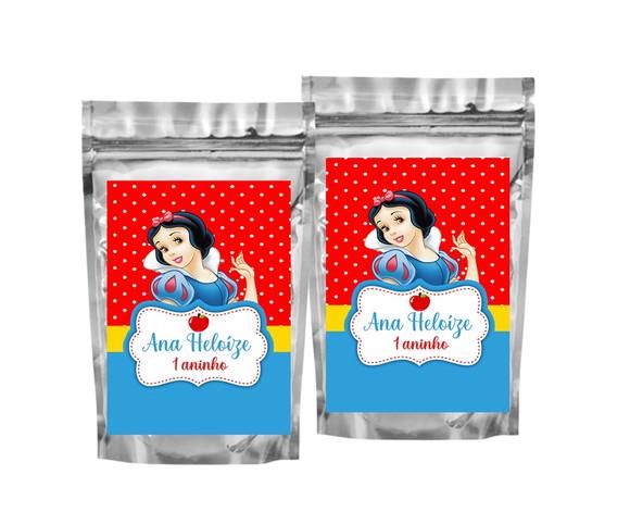 Saquinho Metalizado Branca de Neve Tamanho P - Aniversário