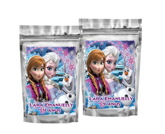 Saquinho Metalizado Frozen Tamanho P - Aniversário