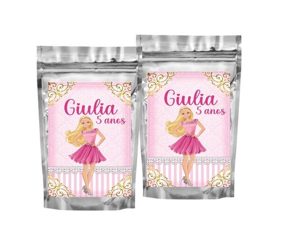 Saquinho Metalizado Barbie Tamanho P - Aniversário
