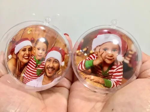 Bolinhas de Natal com Foto, Esferas Personalizadas sem Laço