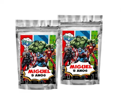Saquinho Metalizado Vingadores Tamanho P - Aniversário