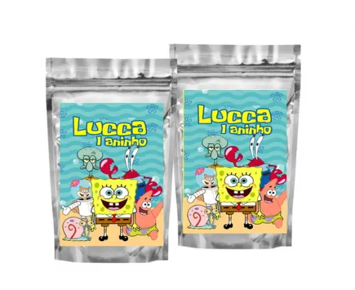 Saquinho Metalizado Bob Esponja Tamanho P - Aniversário