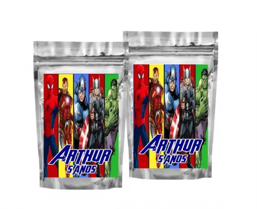 Saquinho Metalizado Vingadores Tamanho P - Aniversário