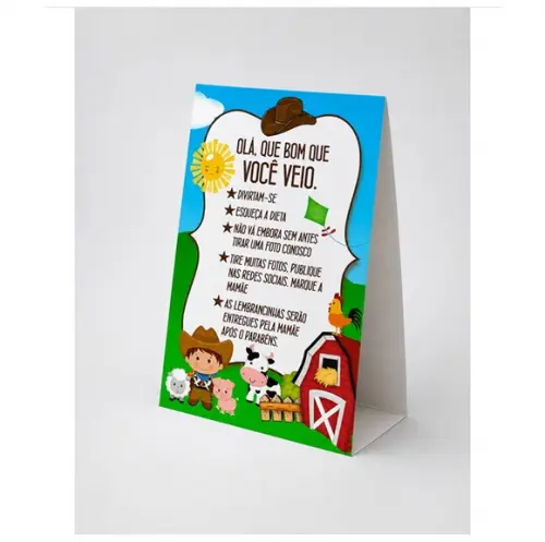 Cartão de Agradecimento para Mesa Fazendinha