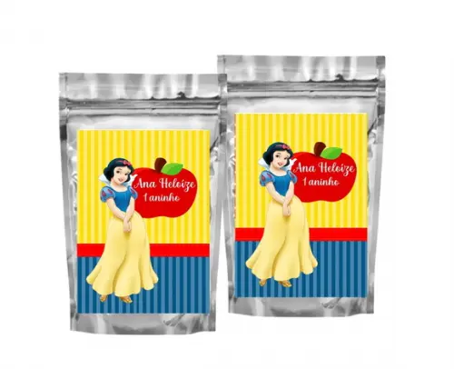 Saquinho Metalizado Branca de Neve Tamanho P - Aniversário