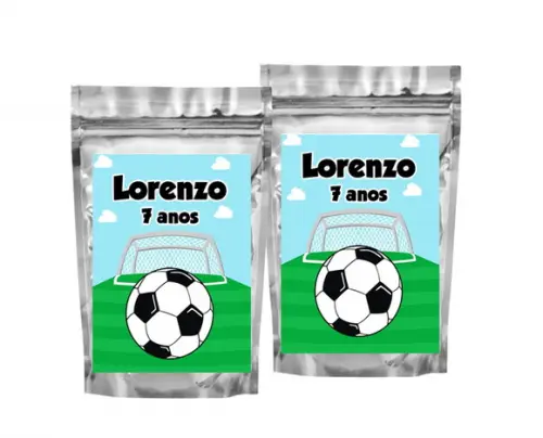 Saquinho Metalizado Futebol Tamanho P - Aniversário