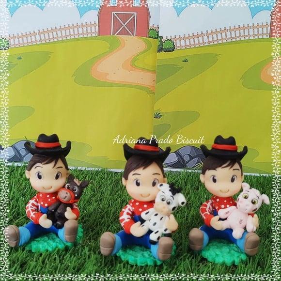 Apliques em Biscuit Tema Menino Fazendeiro