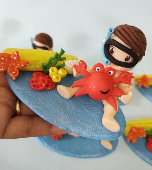Porta Fotos em Biscuit Tema Fundo do Mar