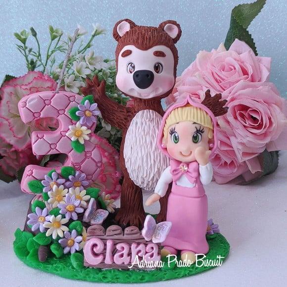 Topo de Bolo em Biscuit Marcha e o Urso