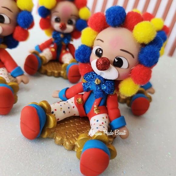 Apliques em Biscuit Palhacinho Pompom