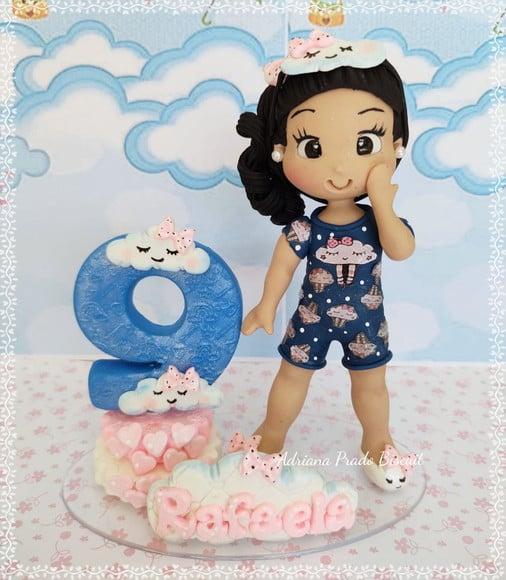 Topo de Bolo em Biscuit Personalizado Festa do Pijama