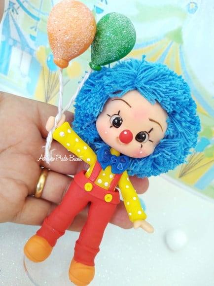Apliques em Biscuit Palhacinho Pompom