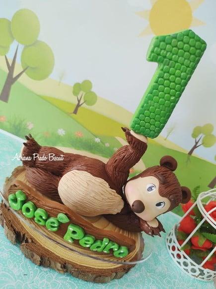 Topo de Bolo em Biscuit Marcha e o Urso