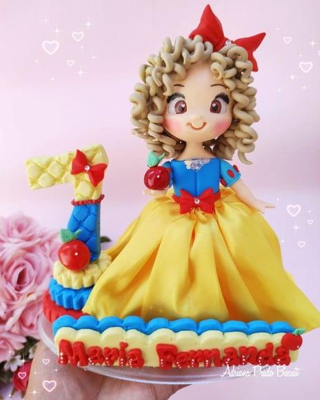 Topo de Bolo em Biscuit Branca de Neve
