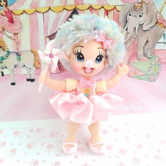 Apliques Palhacinha Pompom em Biscuit