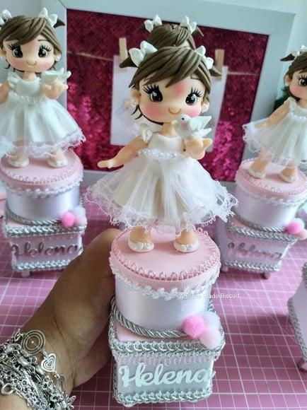 Caixa Dupla Personalizada de Luxo Batizado Menina