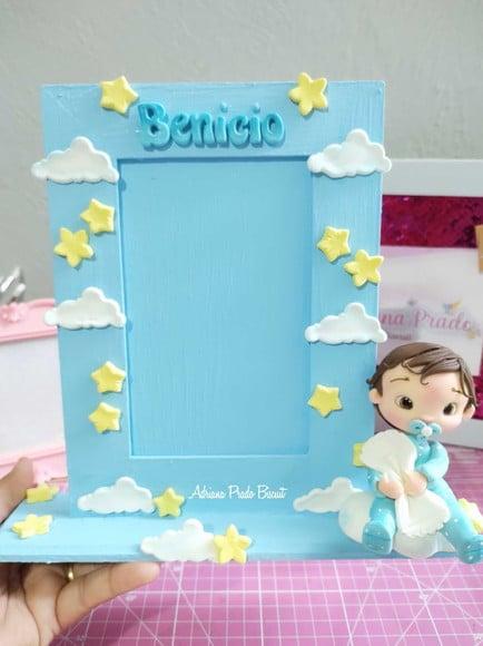 Porta Retrato em mdf Decorado com Biscuit Maternidade