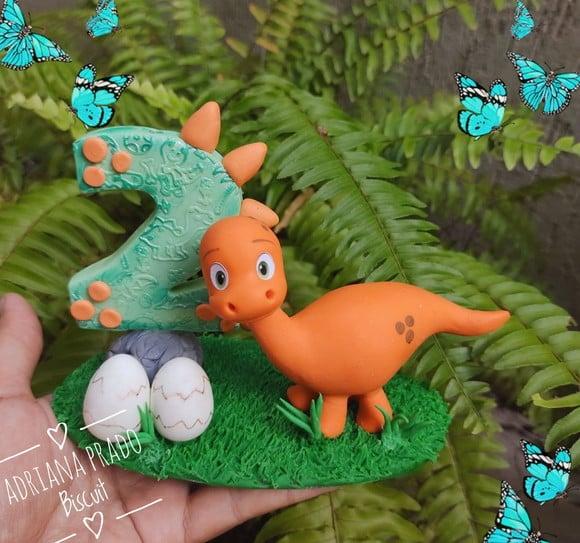 Topo de Bolo Personalizado Dinossauro Baby