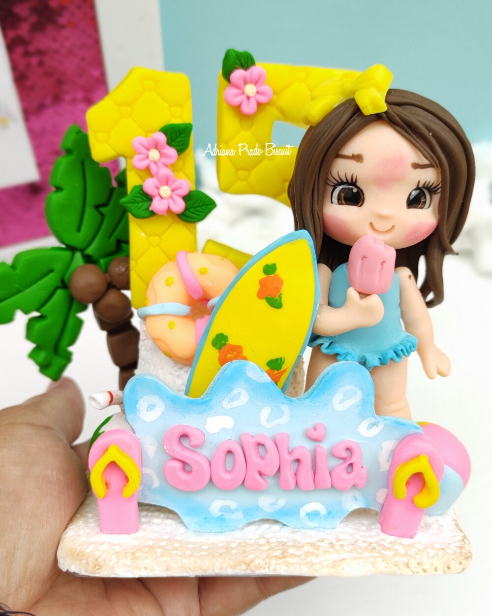 Vela em biscuit Pool Party