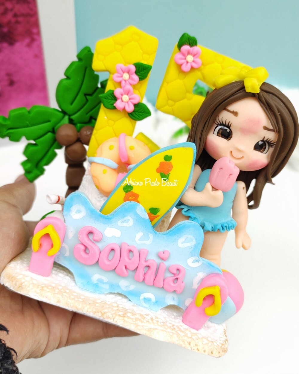 Vela em biscuit Pool Party