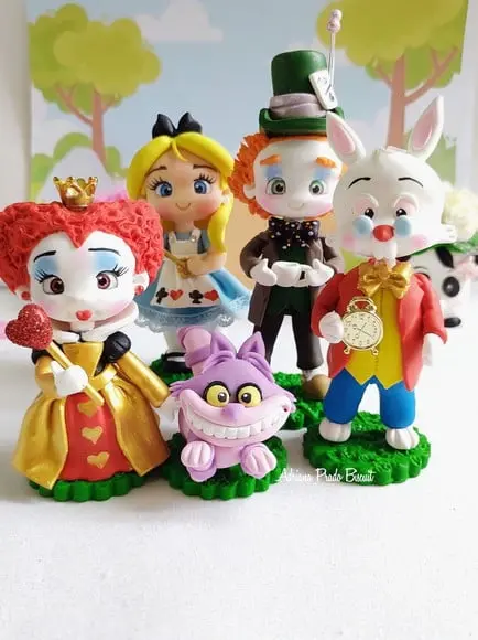 Apliques em Biscuit Turmada Alice no País das Maravilhas