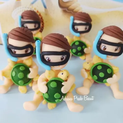 Apliques em Biscuit Fundo Mar Menino Mergulhador