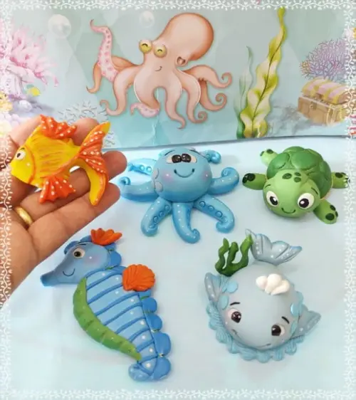 Apliques em Biscuit Tema Fundo do Mar